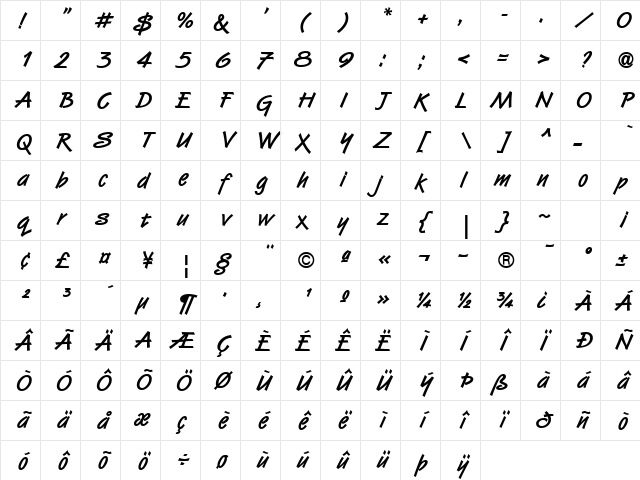 Van Dijk ICG Bold Character Map