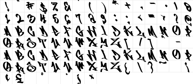 Vandal Rebels Monoline Regular Character Map
