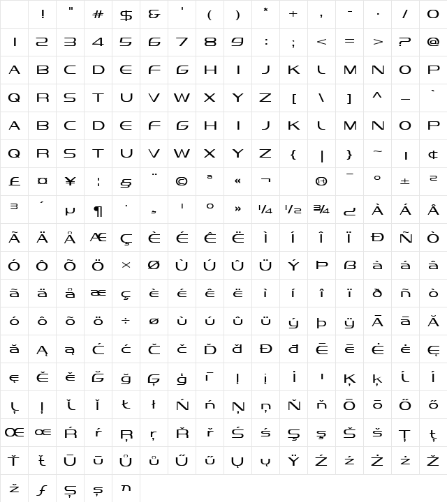 Vandiana Platin Lite Regular Character Map Vandiana Platin Lite Regular Character Map
