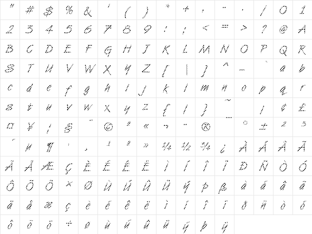 VanDijk14 Becker Regular Character Map