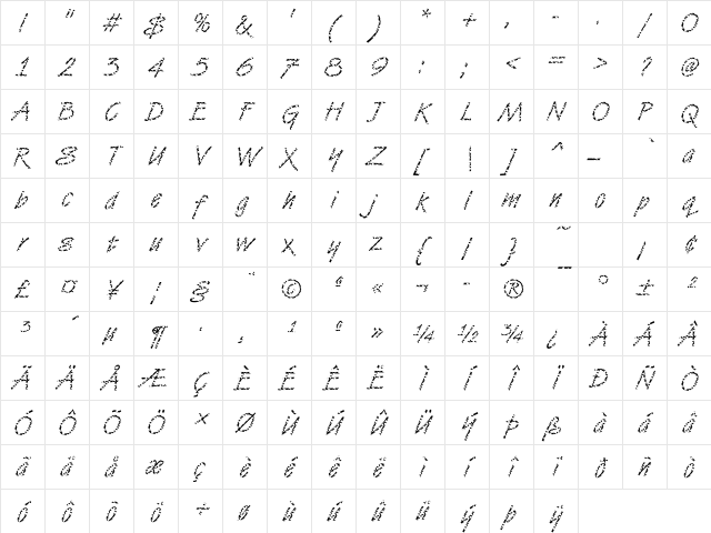 VanDijk16 Becker Regular Character Map