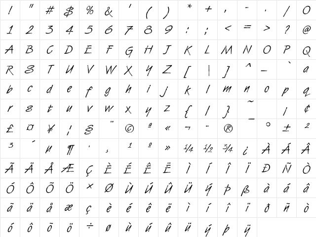 VanDijk23 Becker Regular Character Map VanDijk23 Becker Regular Character Map