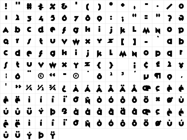 VariexBold Bold Character Map VariexBold Bold Character Map