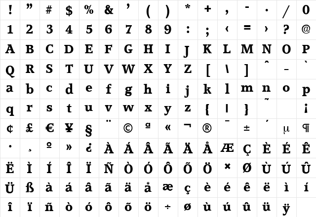 AccoladeSerial-Xbold Regular Character Map