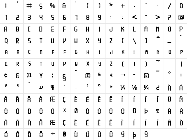 VCRSCapsSSK Bold Character Map