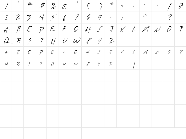 Vecker Regular Character Map