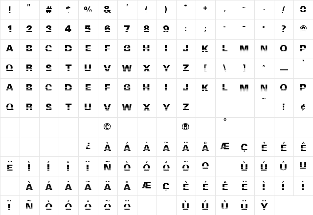Ventilate Regular Character Map