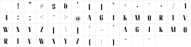 Ventnor Regular Character Map Ventnor Regular Character Map