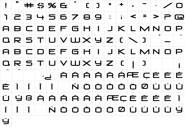Venus Rising Regular Character Map Venus Rising Regular Character Map