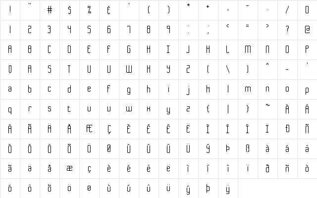 Bend 2 Squares BRK Normal Character Map
