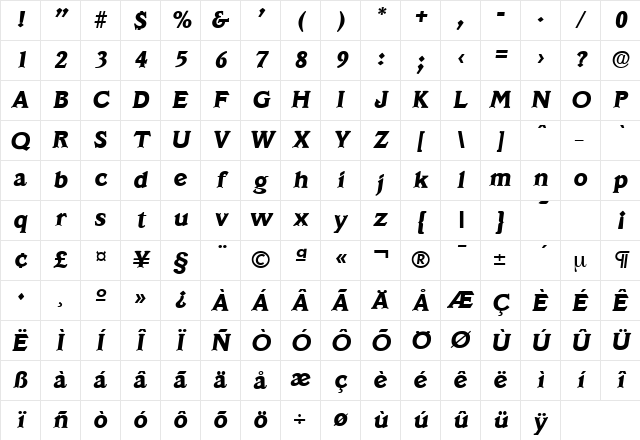 Veracruz-Serial-ExtraBold RegularItalic Character Map Veracruz-Serial-ExtraBold RegularItalic Character Map