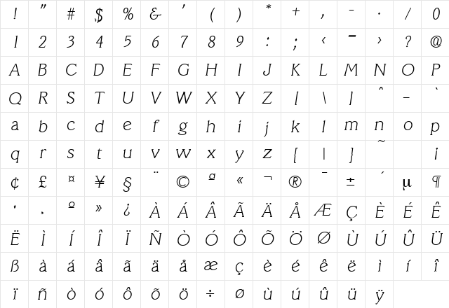Veracruz-Serial-ExtraLight RegularItalic Character Map Veracruz-Serial-ExtraLight RegularItalic Character Map