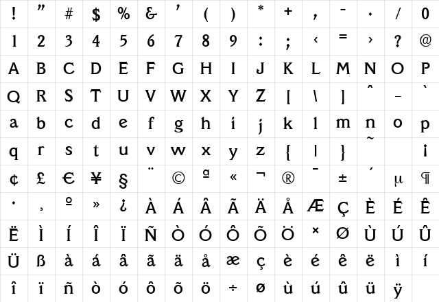 VeracruzSerial-Medium Regular Character Map