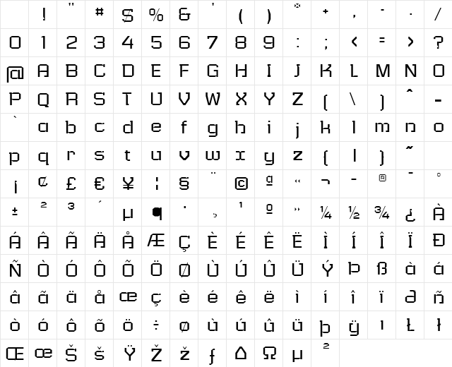 Verso Light Character Map