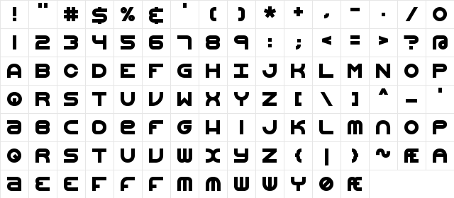 Vertigo Upright 2 BRK Normal Character Map