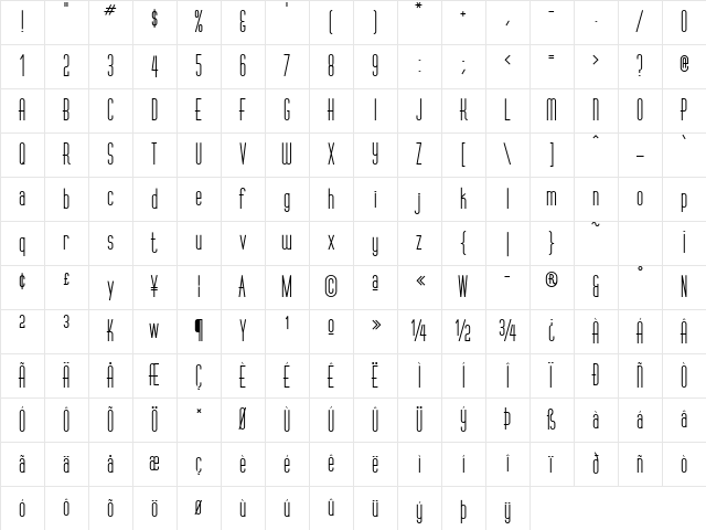 VertigoPlusFLF Regular Character Map VertigoPlusFLF Regular Character Map