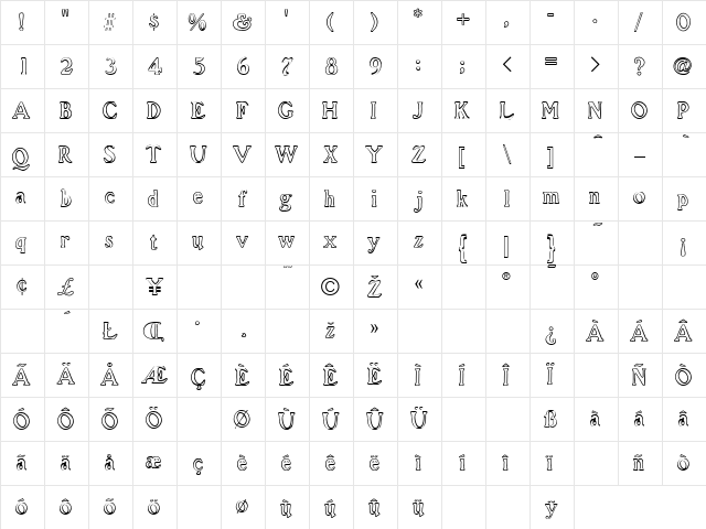 BenFranklinOpen Regular Character Map