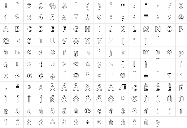 VictorBeckerOutline Bold Character Map