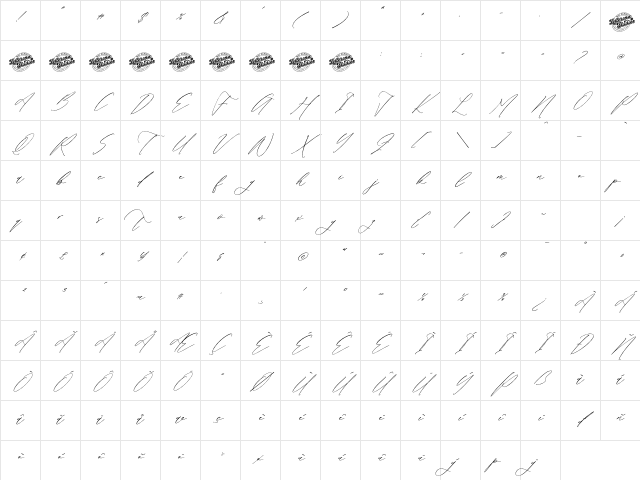 Victoria Cordeline DEMO VERSION Italic Character Map