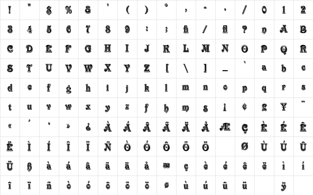 Victorian Inline Shaded LET Plain Character Map