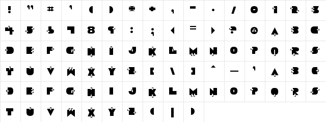 Video Star Regular Character Map