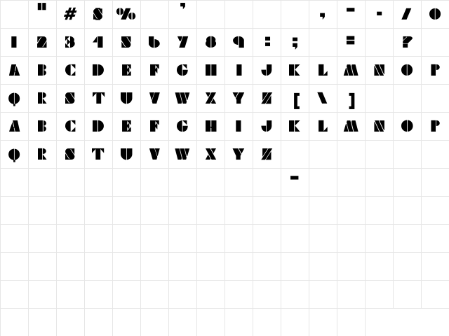 NewWGL4Font Regular Character Map