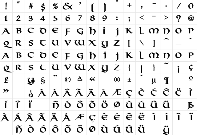 Viking-Normal Bold Regular Character Map