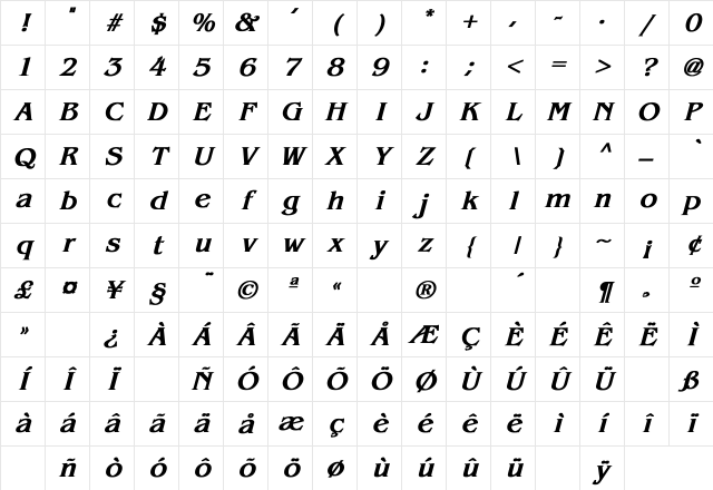 Benguiat Bold Italic Character Map Benguiat Bold Italic Character Map