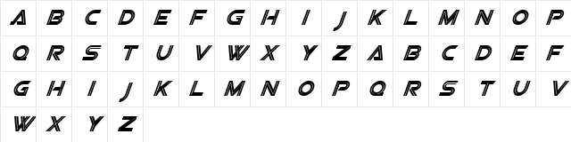 Viper Squadron Italic Character Map