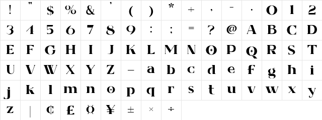 Virgo Delight Regular Character Map
