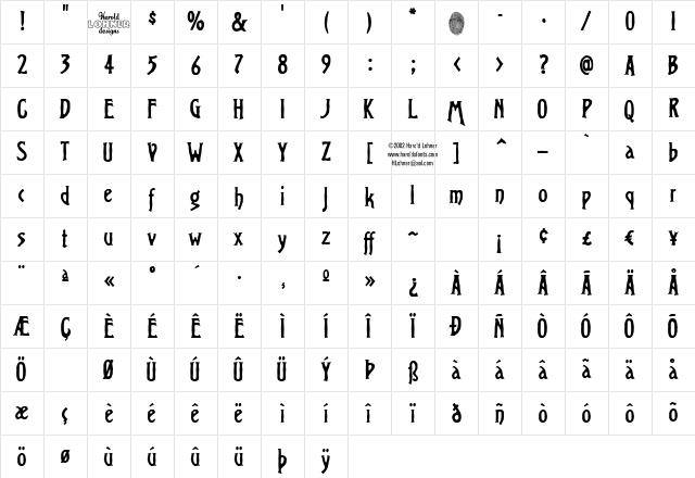 VirileSolid Regular Character Map