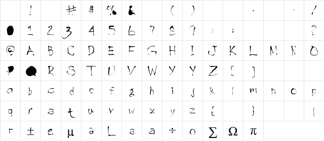 Vision 1 Regular Character Map