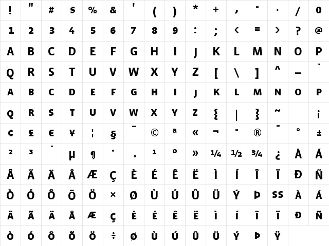 VistaSansSCBold Regular Character Map
