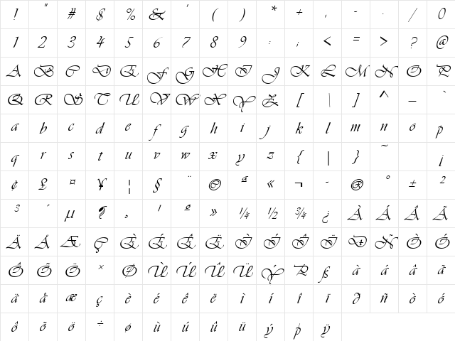 Vivaldi Italic Character Map Vivaldi Italic Character Map
