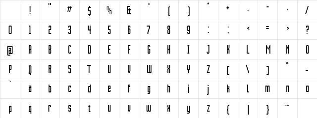 Vixar ASCI Regular Character Map Vixar ASCI Regular Character Map
