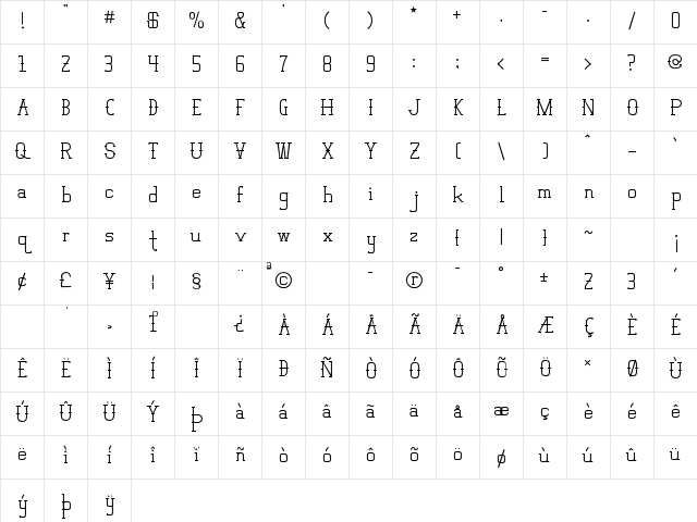 Vloderstone Bold Regular Character Map