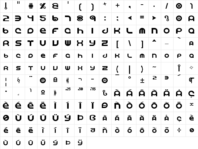 Vocaloid Regular Character Map
