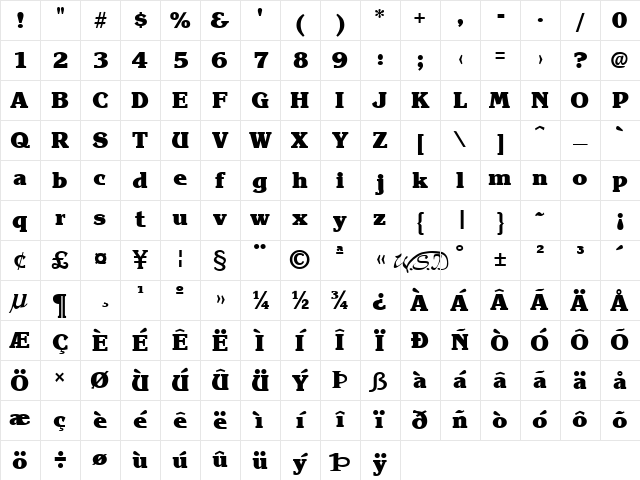 Krone ExtraBold Regular Character Map