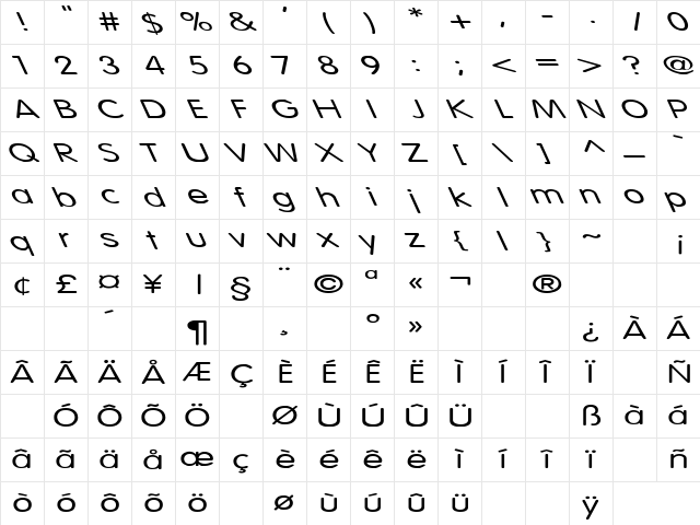 Vogue-Normal Ex Left Regular Character Map