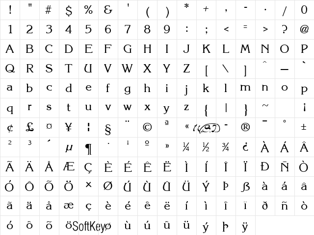 Krone Regular Character Map