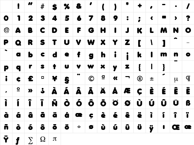 Volkswagen-Heavy Regular Character Map