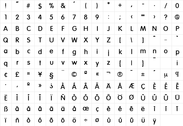 Volkswagen-Serial-Medium Regular Character Map