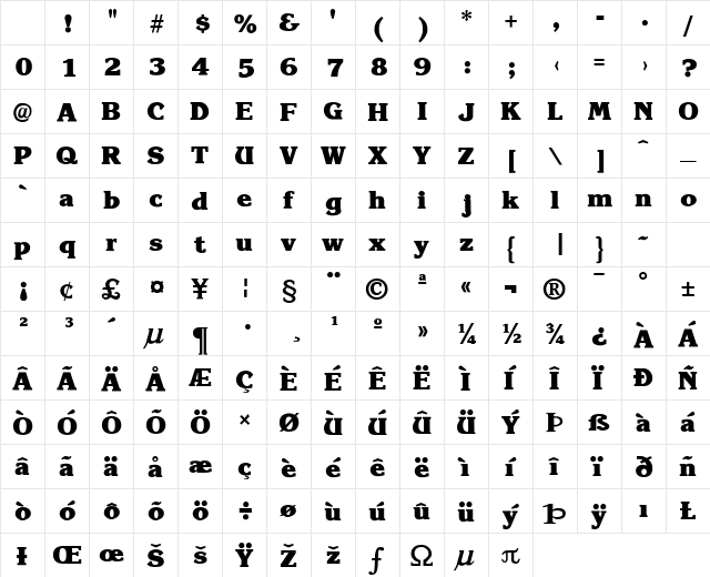 Krone ExtraBold Character Map