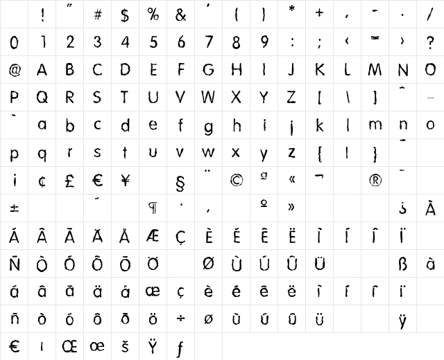 VolkswagenRandom Regular Character Map