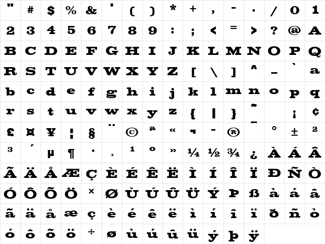 VoltaT Bold Character Map VoltaT Bold Character Map