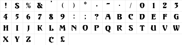 Volute Display Caps SSi Regular Character Map