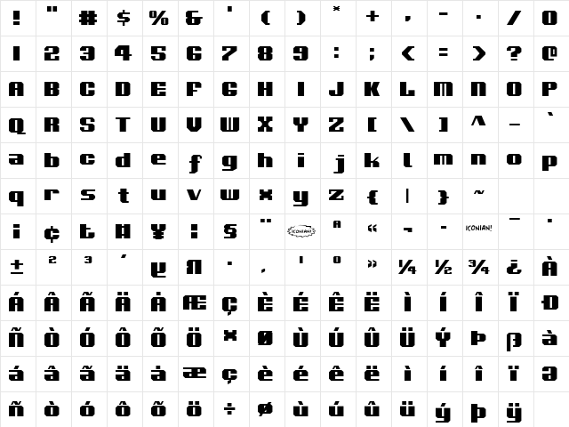 Voortrekker Regular Character Map