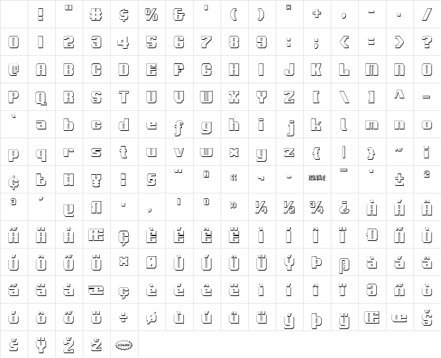 Voortrekker 3D Condensed Character Map Voortrekker 3D Condensed Character Map