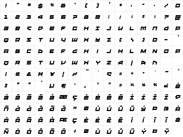 Vortex Dancer Condensed SemiIt Regular Character Map