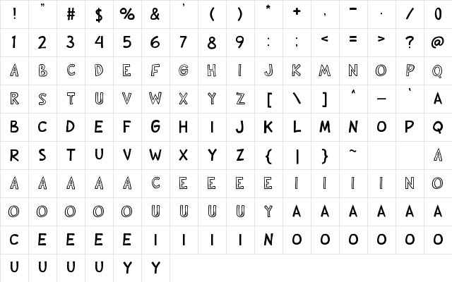 VOYAGE Regular Character Map